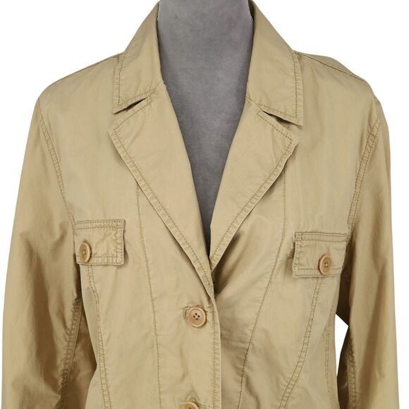 Talbots Jacket Plus Size 14W Beige Safari Cotton Lightweight Pockets Cargo Barn - Picture 8 of 16